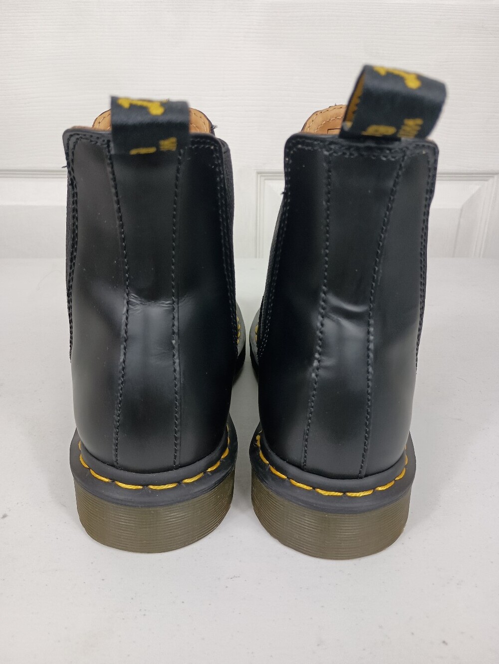 Dr Martens Chelsea Boots Womens 8 Black Leather Yellow Stitch Pull On 2976 - Picture 8 of 16